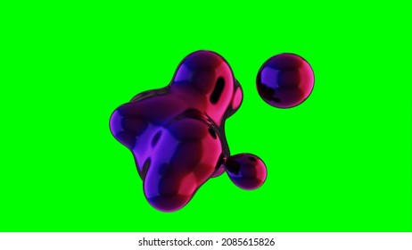 Fluid Iridescent Liquid Blob, Metaball Morph. Scatter, Merg And Flow Of Glossy Liqu. 3d Render