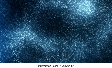 Fluorescent Nanomaterials For Bioimaging. Concept 3D Illustration Background Of Abstract Fiber Optical Artificial Intelligence Swarm Array Of Blue Fluorescein Nanoparticles In Multiphoton Microscopy.