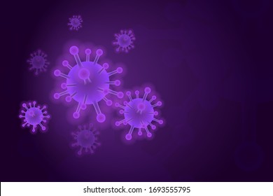 Fluorescent Purple Virus Harmful Biological Against Stock Illustration