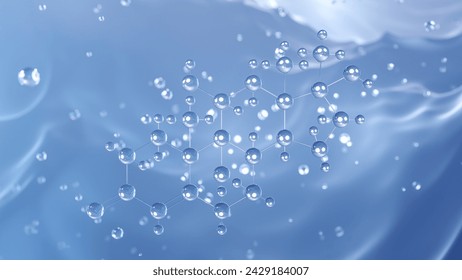 fluoxymesterone molecular structure, 3d model molecule, anabolic steroid, structural chemical formula view from a microscope