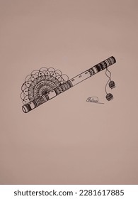 Flute mandala  drawing  Flute  design