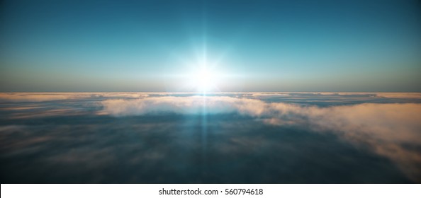 fly in clouds sunset