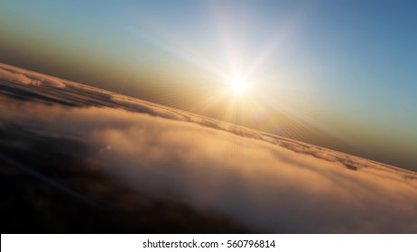 fly in clouds sunset