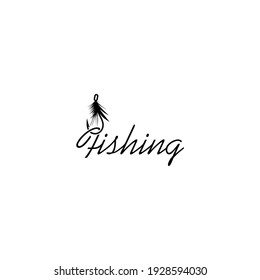 Fly Fishing Lure Icon Isolated On White Background. Word Fishing Sign	