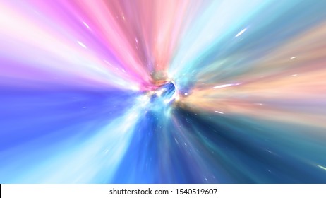 Fly through Wormhole Hyperspace Vortex Tunnel in Deep Space Galaxy Stars - Abstract Background Texture