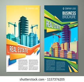  flyer, banner, day urban background with modern big city buildings, skyscrapers, business centers and space for your text. Advertising banner for a real estate agency - Powered by Shutterstock