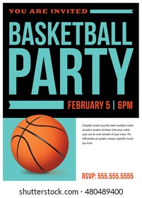 A Flyer For A Basketball Party Invitation Template.