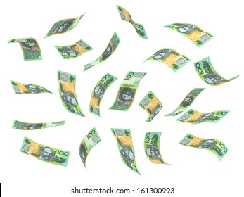 Flying Australian Dollar (isolated with clipping path)