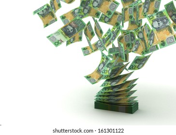 Flying Australian Dollar (isolated with clipping path)