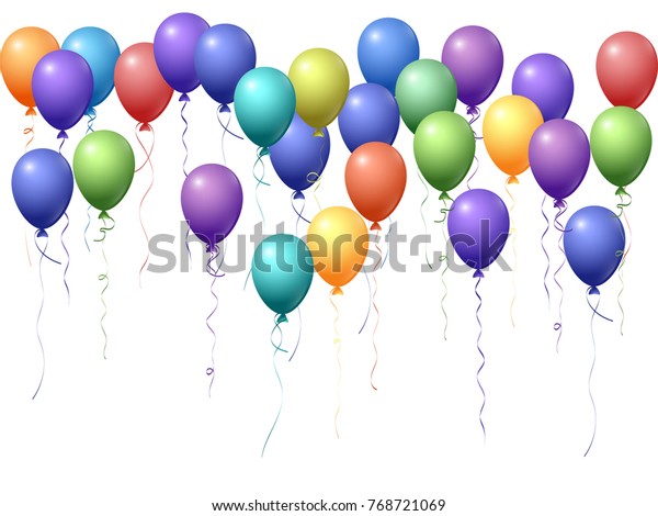 Flying Balloons Isolated Image Illustration Birthday Royalty