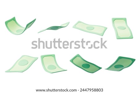 Flying banknotes with different shapes, 3d rendering. 3D illustration.