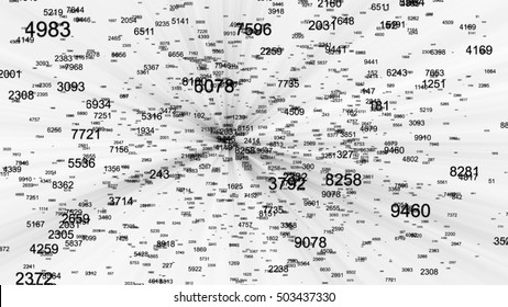 Flying characters. Numbers. Abstract  Background. 3D Render Backdrop. Explosion Of Glowing Particles. The Design For Use In The Projects Business, Science, Education, Technology And Web.