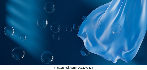 Flying clothes and bubbles, 3d rendering. Computer digital drawing.