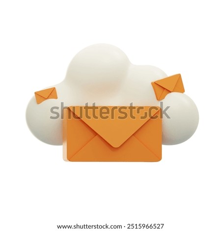 flying cloud notification message 3d icon