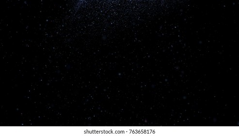 Flying Dust Particles On A Black Background. 3D Rendering