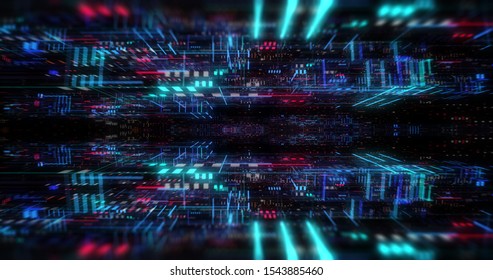 Flying Futuristic Central Processing Unit. Electronic Circuitry Within A Computer That Carries Out The Instructions Of A Computer Program Performing Arithmetic, Logic, Controlling.