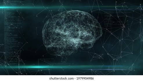 Flying Inside Artificial Intelligence Digital Brain Bid Data. Illustration Of