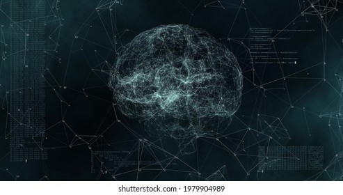 Flying Inside Artificial Intelligence Digital Brain Bid Data. Illustration Of