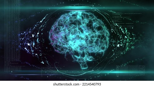 Flying Inside Artificial Intelligence Digital Brain Bid Data. 3D Illustration