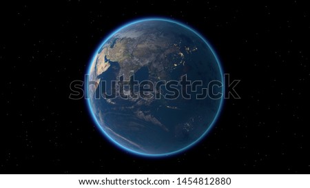 Flying over the earth's surface, 3D rendering.