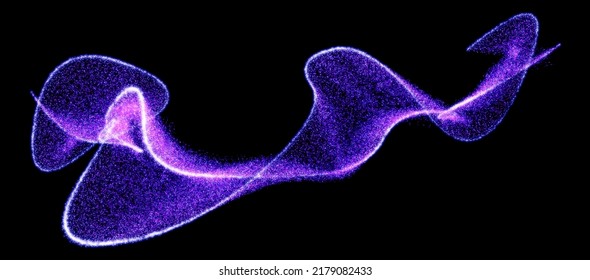 Flying particles on black background. Illustration.