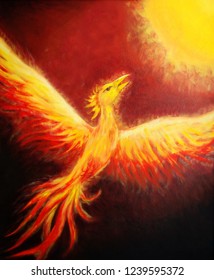 Flying Phoenix Bird As Symbol Of Rebirth And New Beginning.