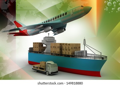 Flying Plane Truck Cargo Container Stock Illustration 149818880 ...