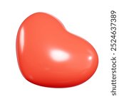 Flying red balloon heart 3d icon. Render illustration of floating love and romance, like and wedding symbol. Valentine or mother day round glossy shape. 3D Illustration