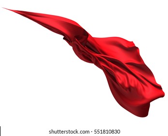 Flying Red Silk Textile Fabric Flag Background. 3d Render Illustration