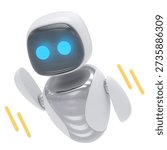 Flying Robot 3d render icon isolated on transparent white background	
