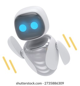 Flying Robot 3d render icon isolated on transparent white background	