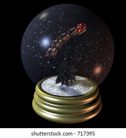 Flying Santa Snow Globe