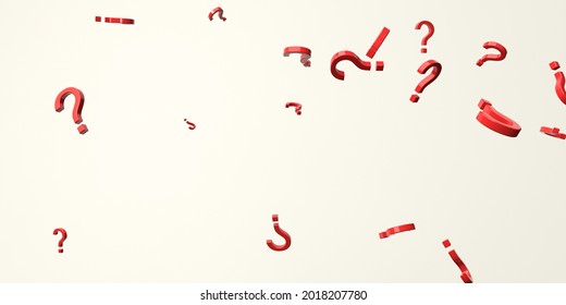 Flying Scattered Question Marks - 3D Render Design