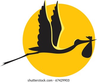 the flying stork with a bundle (vector version in portfolio) - Powered by Shutterstock