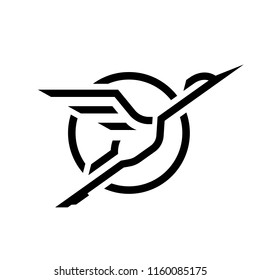 Flying Stork, linear logo, symbol