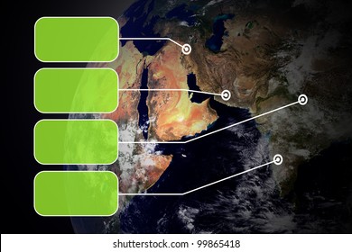 Flying transparent button with earth globe : Elements of this image furnished by NASA