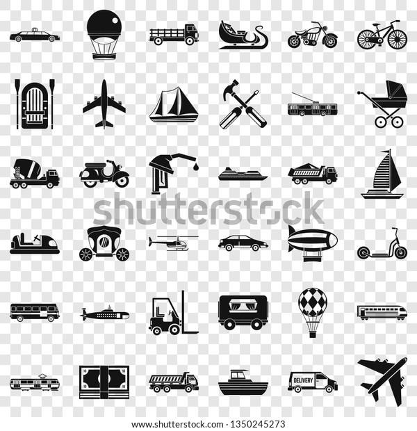 Flying transport icons set. Simple\
style of 36 flying transport icons for web for any\
design