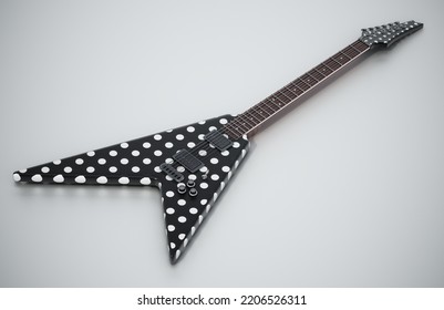 Flying V Electric Guitar. 3D Illustration.