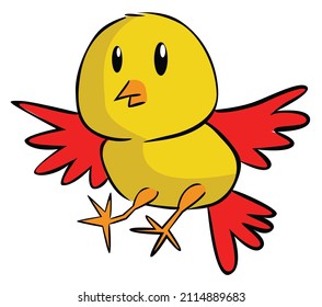 Flying Yellow Bird Cartoon Illustration Design