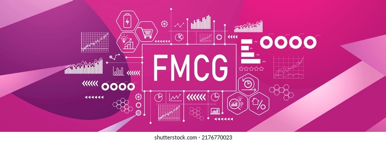 FMCG - Fast Moving Consumer Goods Theme On A Geometric Pattern Background