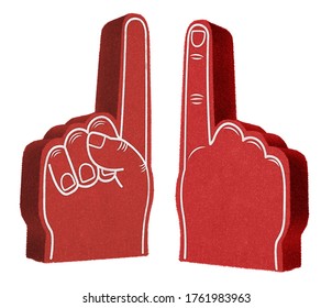 Foam Finger, Front And Back On White 3D Illustration