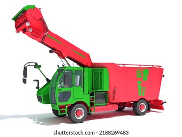 Fodder Mixing Wagon Truck 3D Rendering On White Background