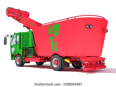 Fodder Mixing Wagon Truck 3D Rendering On White Background