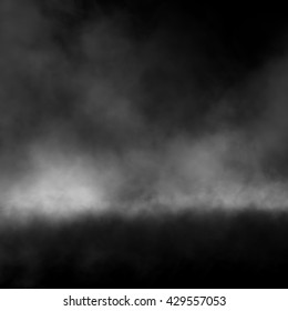 Fog Effect On Black Background.
