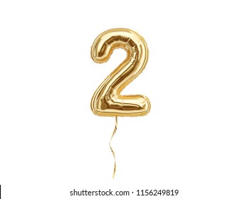 Foil balloon number Two isolated on white background.  3d rendering