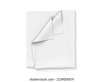 Folded Towel Mockup On White Background. Folded Towel Isolated. Bathroom Textiles. 3d Rendering