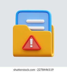 Folder Alert 3D Icon Illustration
