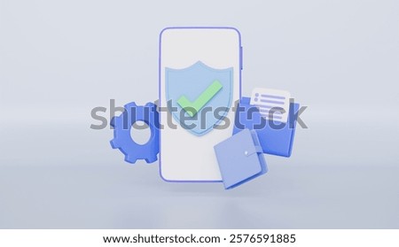 Folder document management file with mobile phone, document file protection security, gear setting, wallet