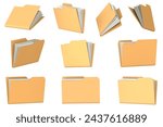 Folder and File Set , This is a 3d rendered computer generated image. Isolated on white.