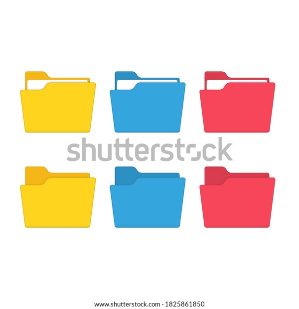 Folder Icons Set Isolated On Blue Stock Illustration 1825861850 ...